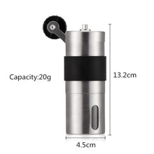 Load image into Gallery viewer, 2 Size Manual Ceramic Coffee Grinder Stainless Steel Adjustable Coffee Bean Mill With Rubber Loop Ring Easy Clean Kitchen Tools